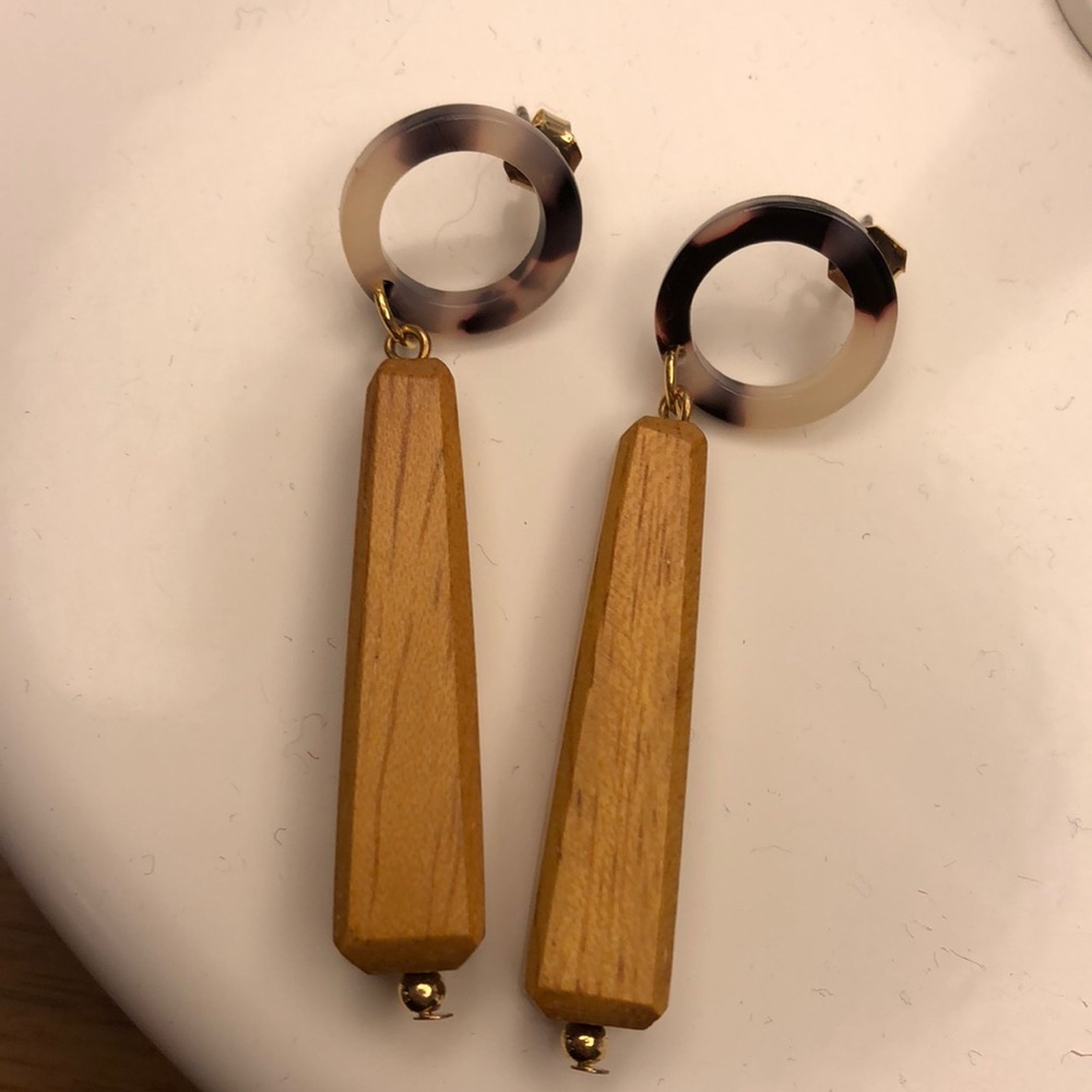 wood and tortishell earrings